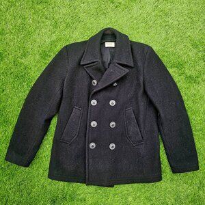 Nudie Jean - Black Wool Peacoat Coat Jacket - Size Large